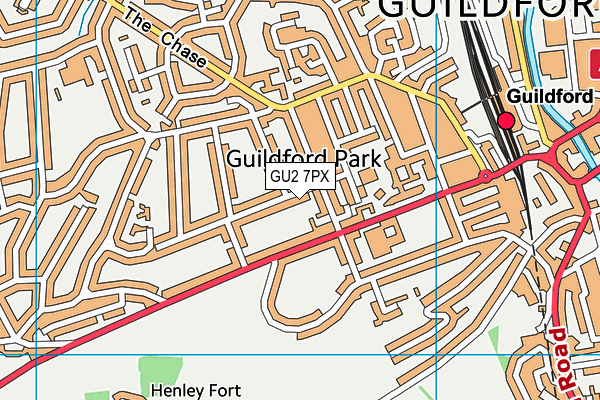 GU2 7PX map - OS VectorMap District (Ordnance Survey)