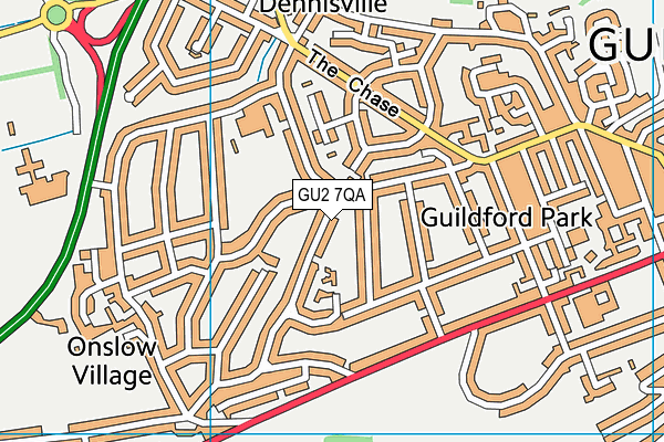 GU2 7QA map - OS VectorMap District (Ordnance Survey)