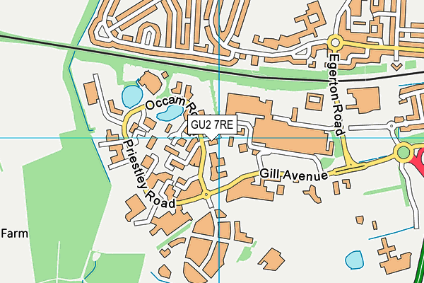 GU2 7RE map - OS VectorMap District (Ordnance Survey)
