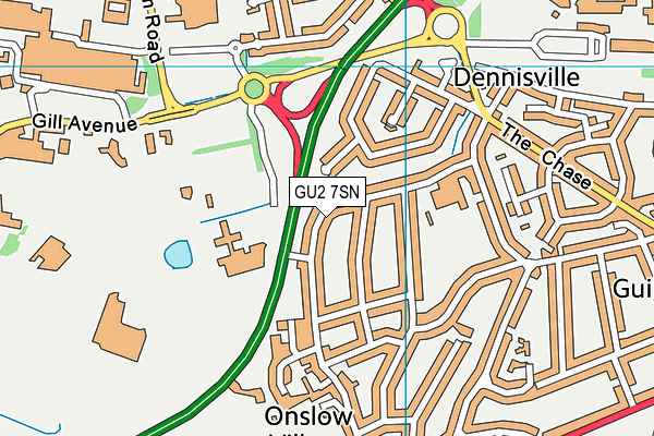 GU2 7SN map - OS VectorMap District (Ordnance Survey)