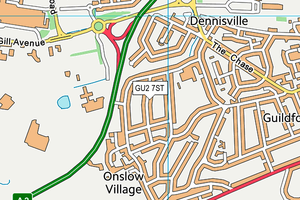 GU2 7ST map - OS VectorMap District (Ordnance Survey)