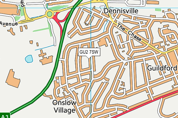 GU2 7SW map - OS VectorMap District (Ordnance Survey)