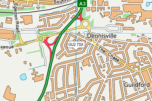 GU2 7SX map - OS VectorMap District (Ordnance Survey)