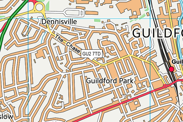 GU2 7TD map - OS VectorMap District (Ordnance Survey)