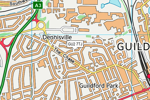 GU2 7TJ map - OS VectorMap District (Ordnance Survey)