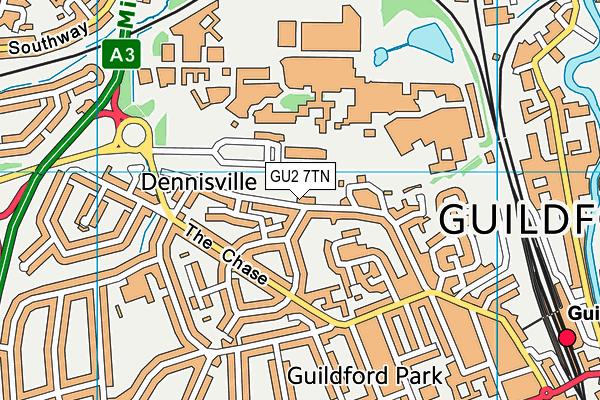 GU2 7TN map - OS VectorMap District (Ordnance Survey)