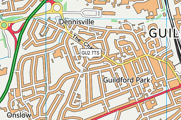 GU2 7TS map - OS VectorMap District (Ordnance Survey)