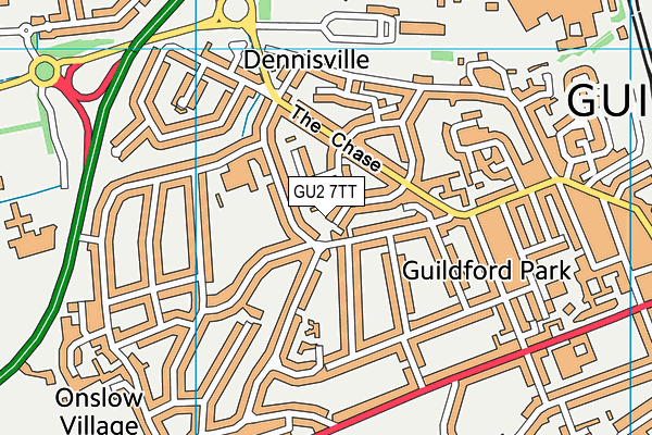 GU2 7TT map - OS VectorMap District (Ordnance Survey)