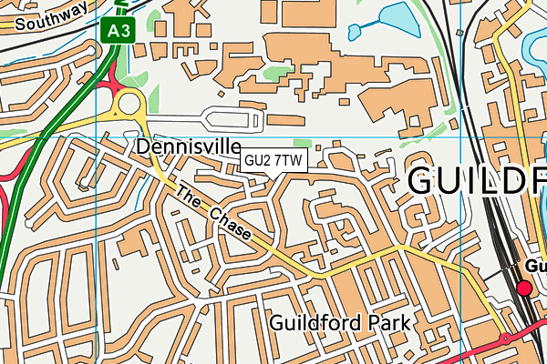 GU2 7TW map - OS VectorMap District (Ordnance Survey)