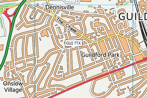 GU2 7TX map - OS VectorMap District (Ordnance Survey)
