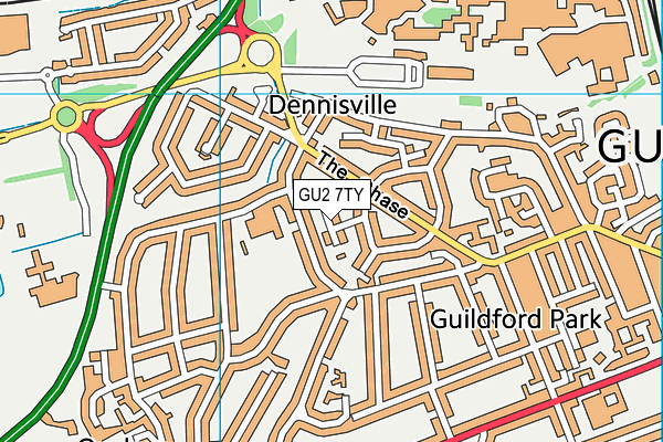 GU2 7TY map - OS VectorMap District (Ordnance Survey)