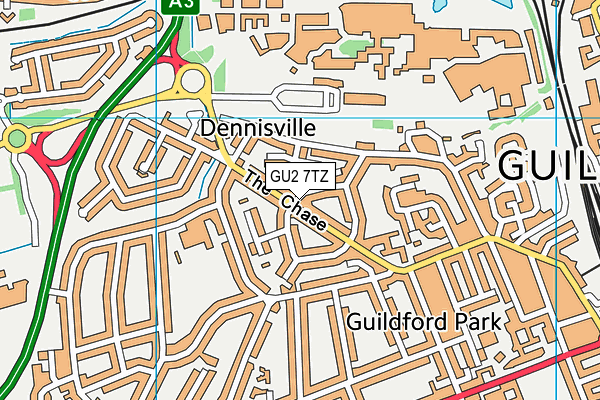 GU2 7TZ map - OS VectorMap District (Ordnance Survey)