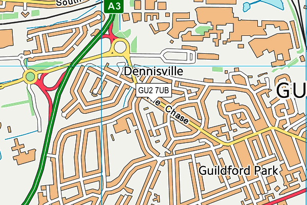 GU2 7UB map - OS VectorMap District (Ordnance Survey)