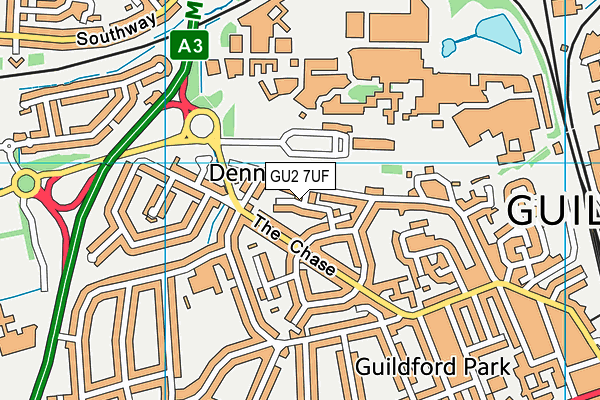GU2 7UF map - OS VectorMap District (Ordnance Survey)