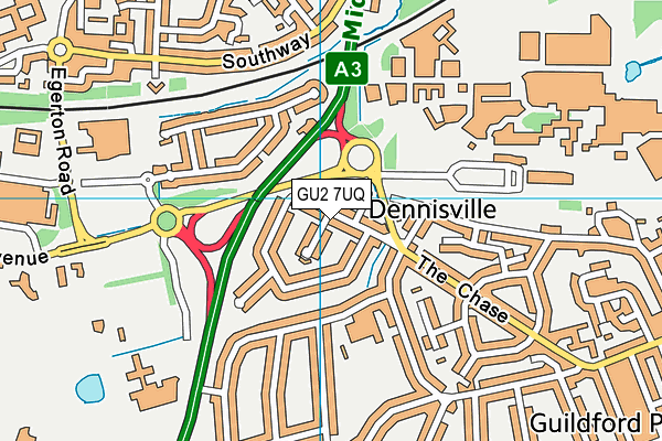 GU2 7UQ map - OS VectorMap District (Ordnance Survey)