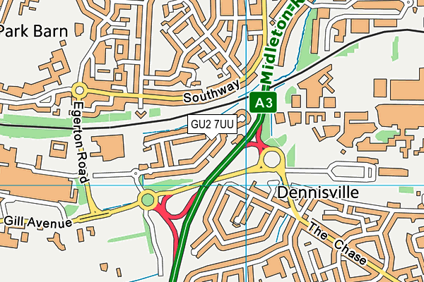 GU2 7UU map - OS VectorMap District (Ordnance Survey)