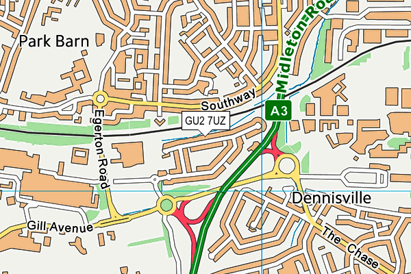 GU2 7UZ map - OS VectorMap District (Ordnance Survey)