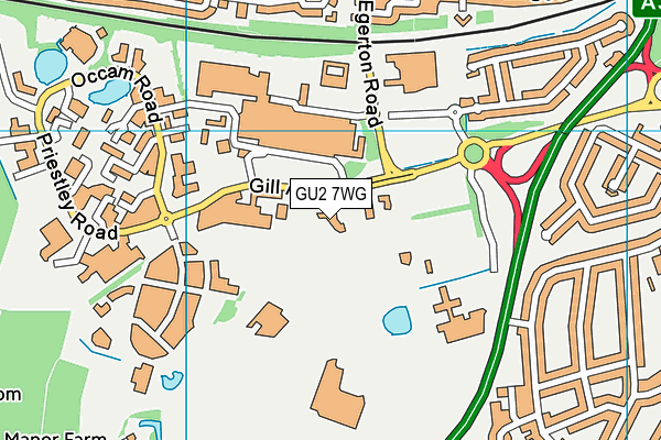 GU2 7WG map - OS VectorMap District (Ordnance Survey)