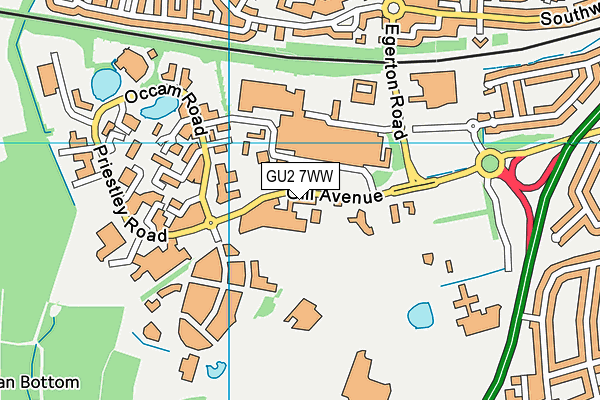 GU2 7WW map - OS VectorMap District (Ordnance Survey)