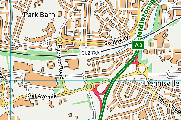 GU2 7XA map - OS VectorMap District (Ordnance Survey)