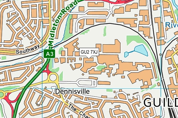 GU2 7XJ map - OS VectorMap District (Ordnance Survey)