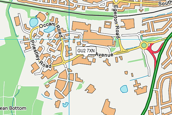 GU2 7XN map - OS VectorMap District (Ordnance Survey)