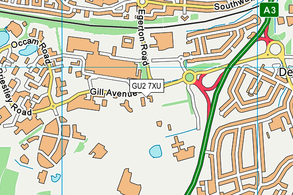 GU2 7XU map - OS VectorMap District (Ordnance Survey)