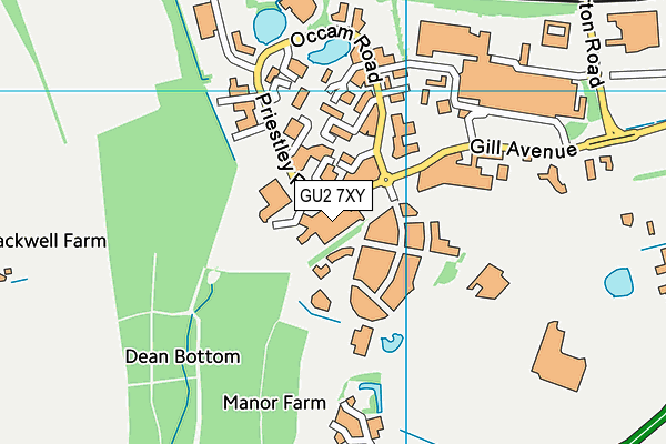 GU2 7XY map - OS VectorMap District (Ordnance Survey)