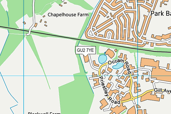 GU2 7YE map - OS VectorMap District (Ordnance Survey)