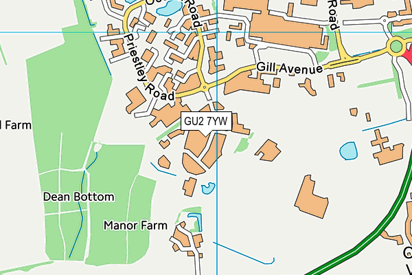GU2 7YW map - OS VectorMap District (Ordnance Survey)