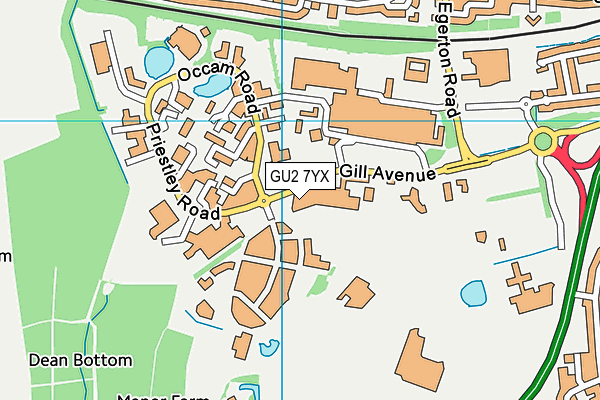 GU2 7YX map - OS VectorMap District (Ordnance Survey)