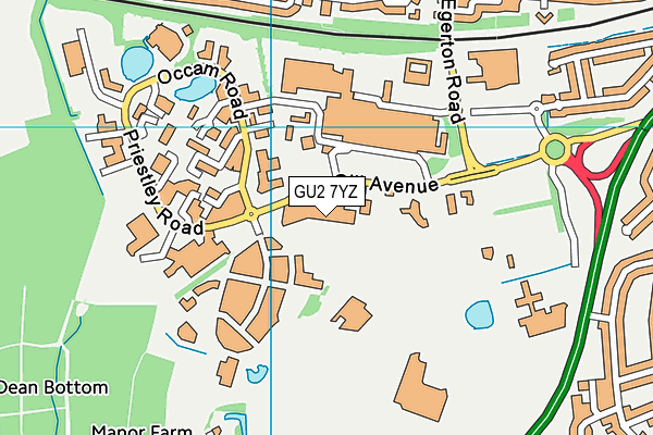 GU2 7YZ map - OS VectorMap District (Ordnance Survey)