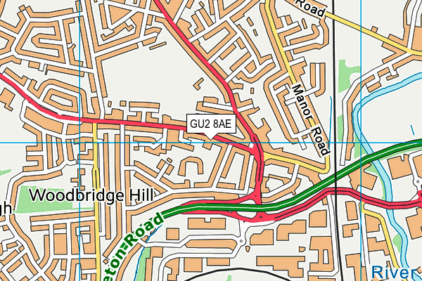 GU2 8AE map - OS VectorMap District (Ordnance Survey)