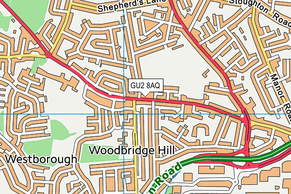 GU2 8AQ map - OS VectorMap District (Ordnance Survey)