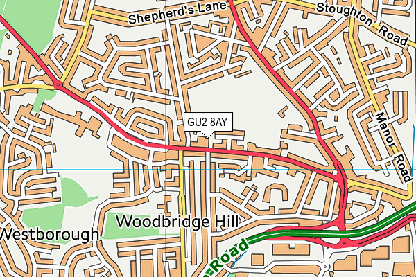 GU2 8AY map - OS VectorMap District (Ordnance Survey)