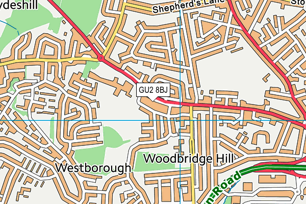 GU2 8BJ map - OS VectorMap District (Ordnance Survey)