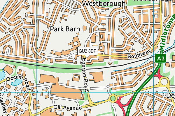 GU2 8DP map - OS VectorMap District (Ordnance Survey)