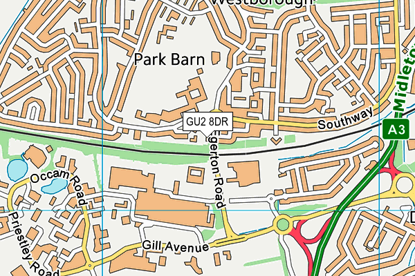 GU2 8DR map - OS VectorMap District (Ordnance Survey)