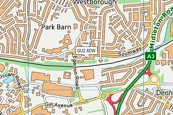 GU2 8DW map - OS VectorMap District (Ordnance Survey)