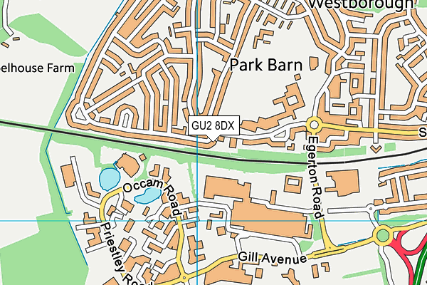 GU2 8DX map - OS VectorMap District (Ordnance Survey)