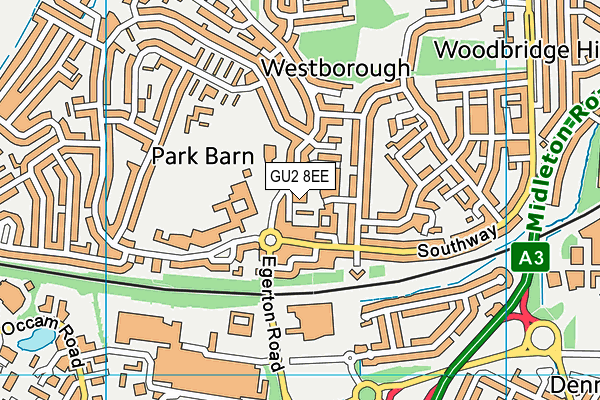 GU2 8EE map - OS VectorMap District (Ordnance Survey)