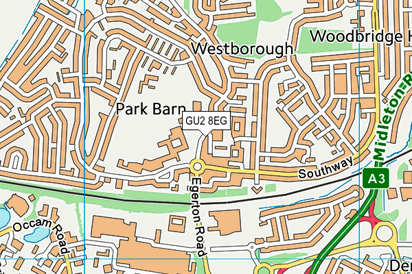 GU2 8EG map - OS VectorMap District (Ordnance Survey)