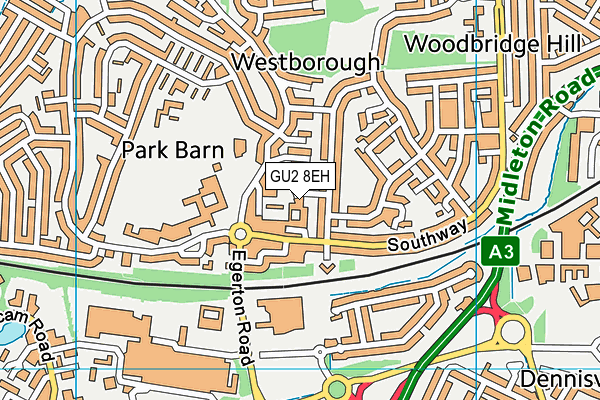 GU2 8EH map - OS VectorMap District (Ordnance Survey)