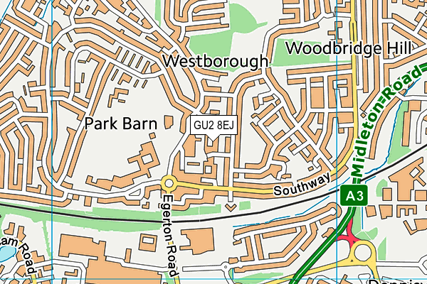 GU2 8EJ map - OS VectorMap District (Ordnance Survey)