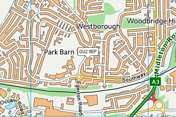 GU2 8EP map - OS VectorMap District (Ordnance Survey)