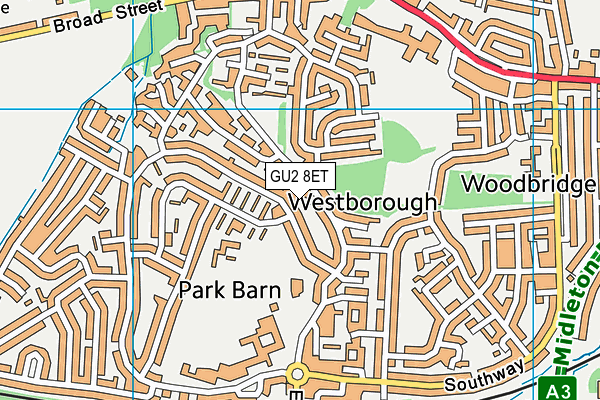 GU2 8ET map - OS VectorMap District (Ordnance Survey)