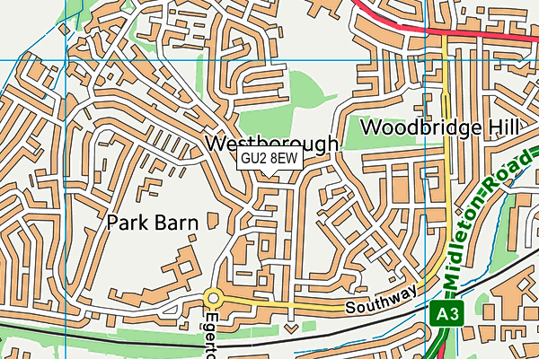 GU2 8EW map - OS VectorMap District (Ordnance Survey)