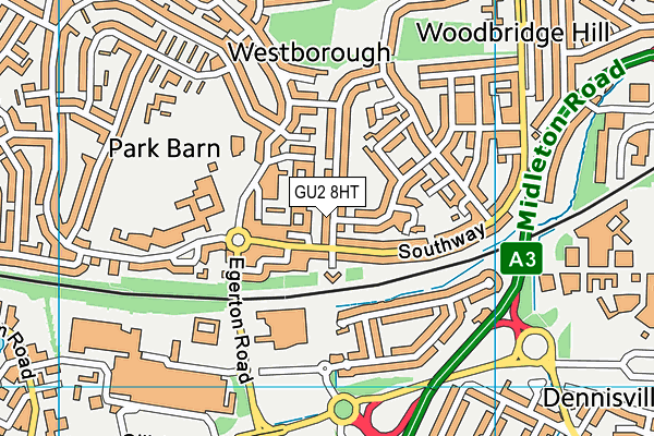 GU2 8HT map - OS VectorMap District (Ordnance Survey)