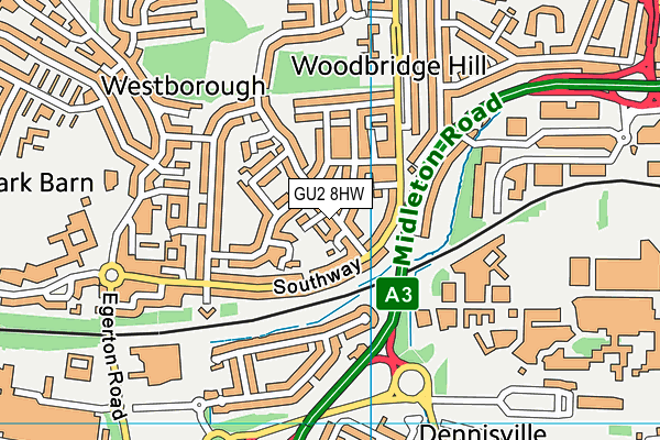 GU2 8HW map - OS VectorMap District (Ordnance Survey)