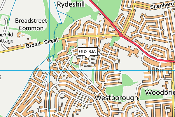 GU2 8JA map - OS VectorMap District (Ordnance Survey)